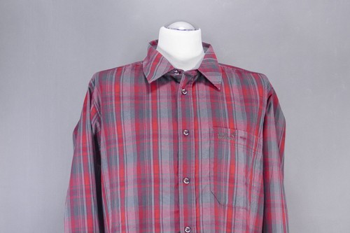 Jack Wolfskin Chemise Décontractée Manches Longues L Rouge Gris à Col Kent B1556