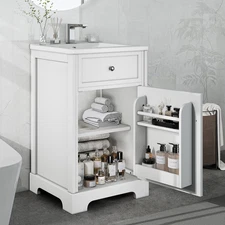 20'' Bathroom Vanity w/Ceramic Sink, Freestanding Small Vanity Storage Cabinet