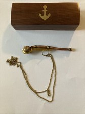 Brass / Copper Boatswain Whistle w/ Box ~ Bosun Call Pipe ~ Nautical Maritime