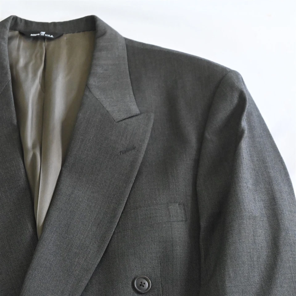 Blazer Abrigo Deportivo De Colección Hecho en EE. UU. 42R Marrón Ojo de Pájaro Lana Doble Pecho Foto 2 de 4