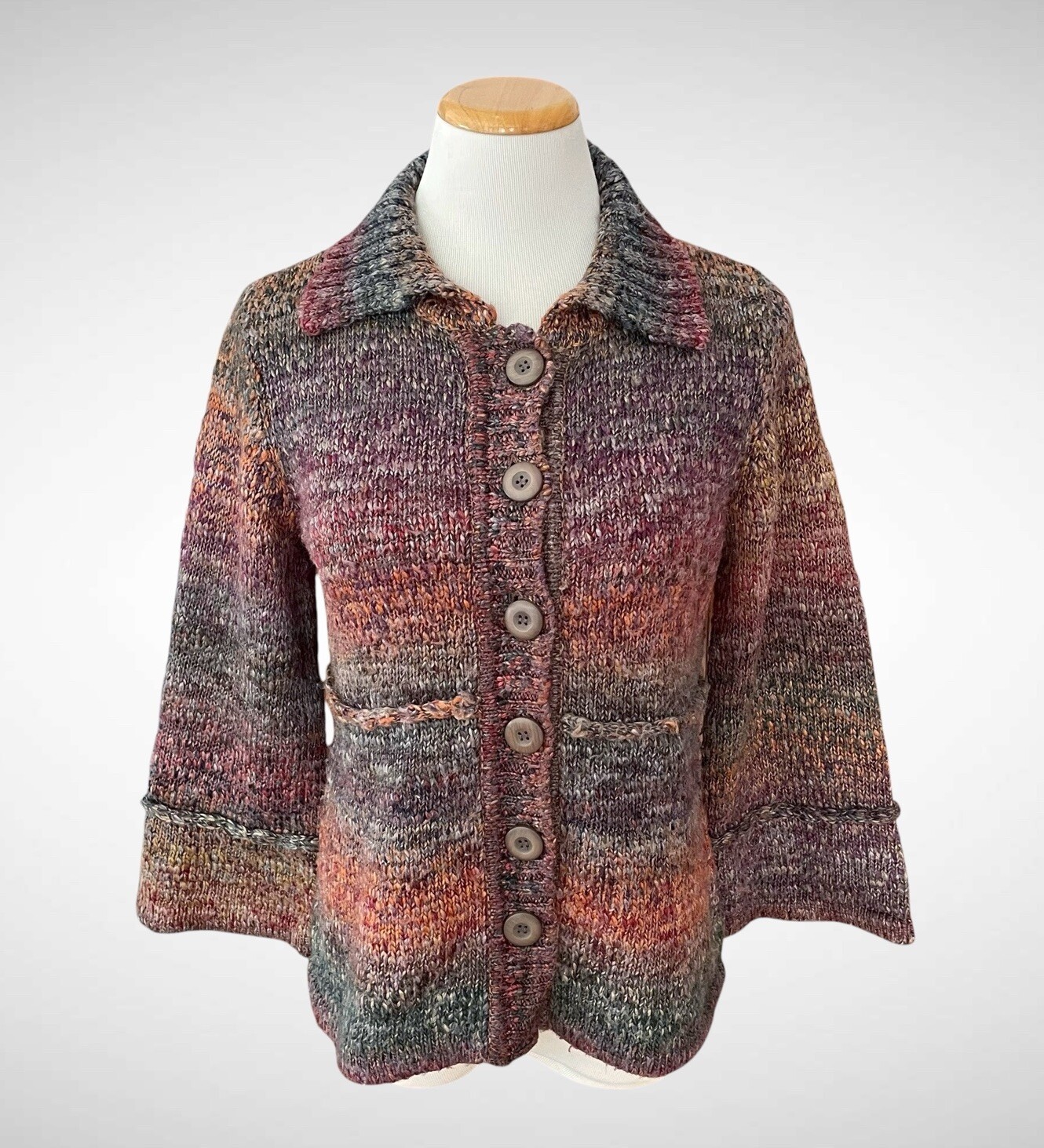 Cárdigan Christopher & Banks Multicolor Buttondown Mangas Campana, Talla S-image