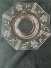 Vintage Depression Glass Etched Floral Pink 10" Octagon Serving Plate