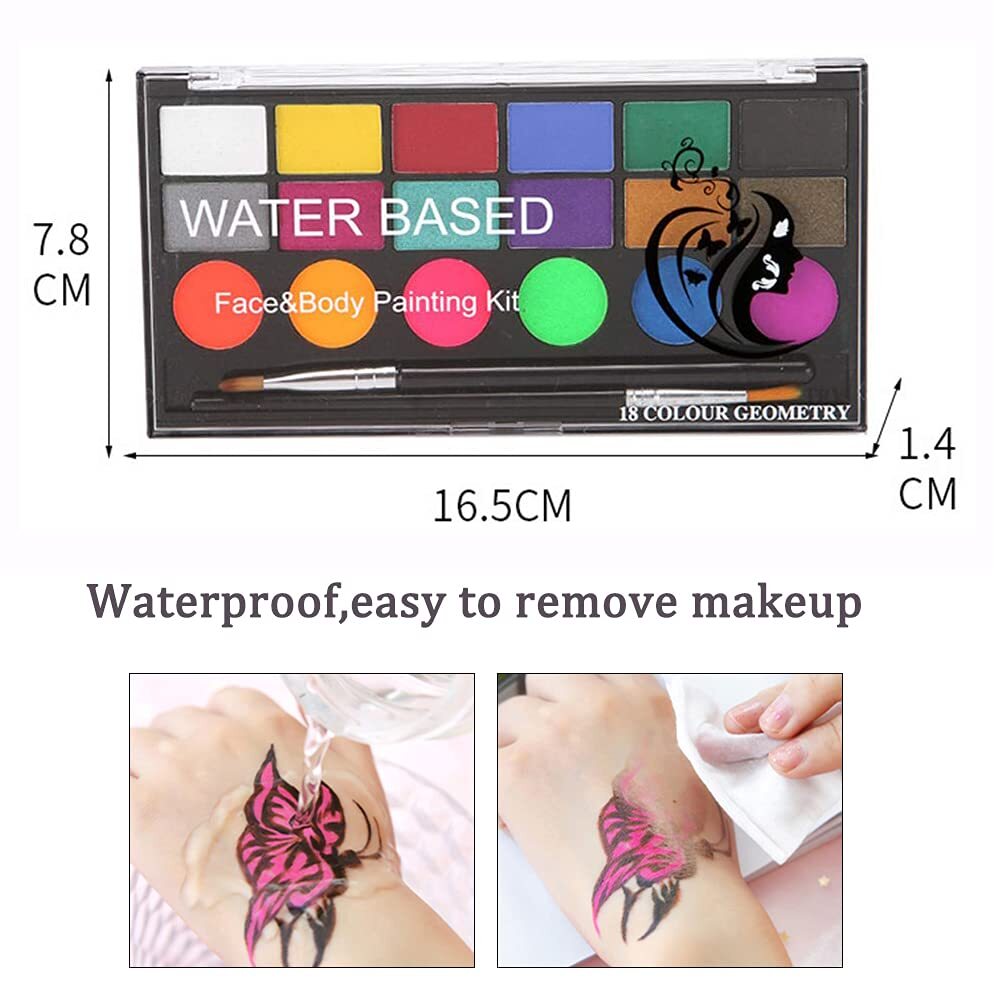 18 Colours Professional Face Painting Kit for Kids Adults Face Body