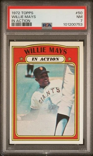 1972 Topps Willie Mays In Action #50 San Francisco Giants Graded PSA 7 NM MINT