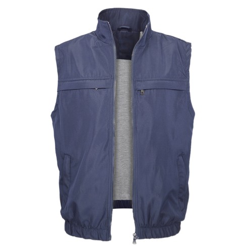 Smanicato Uomo Leggero Zip Gilet con Tasche Interno Foderato Blu Nero VEQUE - Foto 4 di 30
