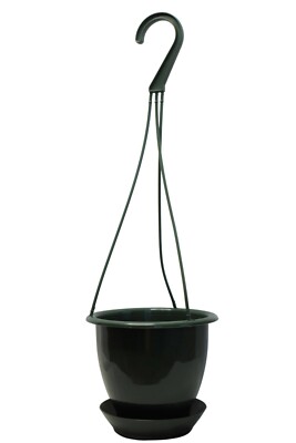 4.5'' MINI Hanging Basket with Saucer - Dark Geen Plastic - Set of 5 - KOBA