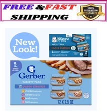 Gerber 2nd Foods Puree Favorites, Beef, Turkey, Ham and Chicken Baby Food Variet