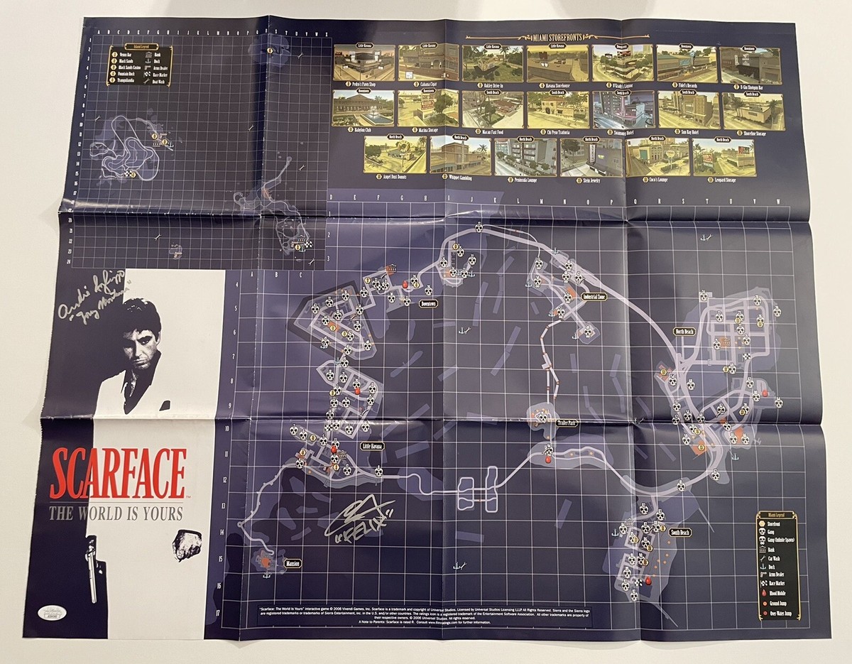 Andre Sogliuzzo +1 Signed 24x29 Scarface World is Yours PS2 Map