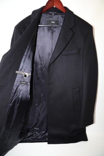 Virgin Wool Blend Navy Topcoat Size 
