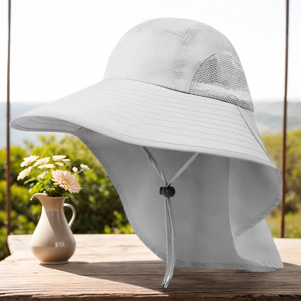 APL Cappello da Pesca Outdoor con Protezione Collo Cappello da Pesca in Rete per Escursionismo (Grigio Chiaro)