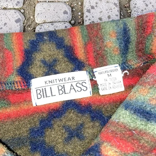 Vintage Bill Blass Aztec Southwestern Fleece Jacket Men's Size M Multicolor 90s image 4
