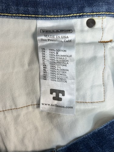 TELLASON Ladbroke Grove Slim Tapered Selvedge Jeans Men's 32x34 Distressed - Picture 9 of 12