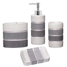 4pc Modern Line Modern Bathroom Accessories Set Modern Soap Dispenser, Tumble...
