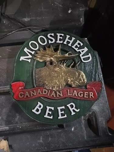 Vintage MOOSEHEAD Canadian Lager BEER Sign 14" x 13" Hard Plastic ManCave Bar