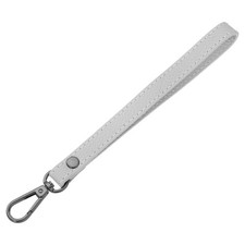 Leather Wristlet Strap for Purse, Clutch Light Gray Leather, Black Clasp