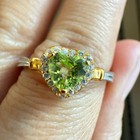 925 Sterling Silver Ring Heart 5mm Green Natural Peridot Gemstone Zircon Women — photo 6