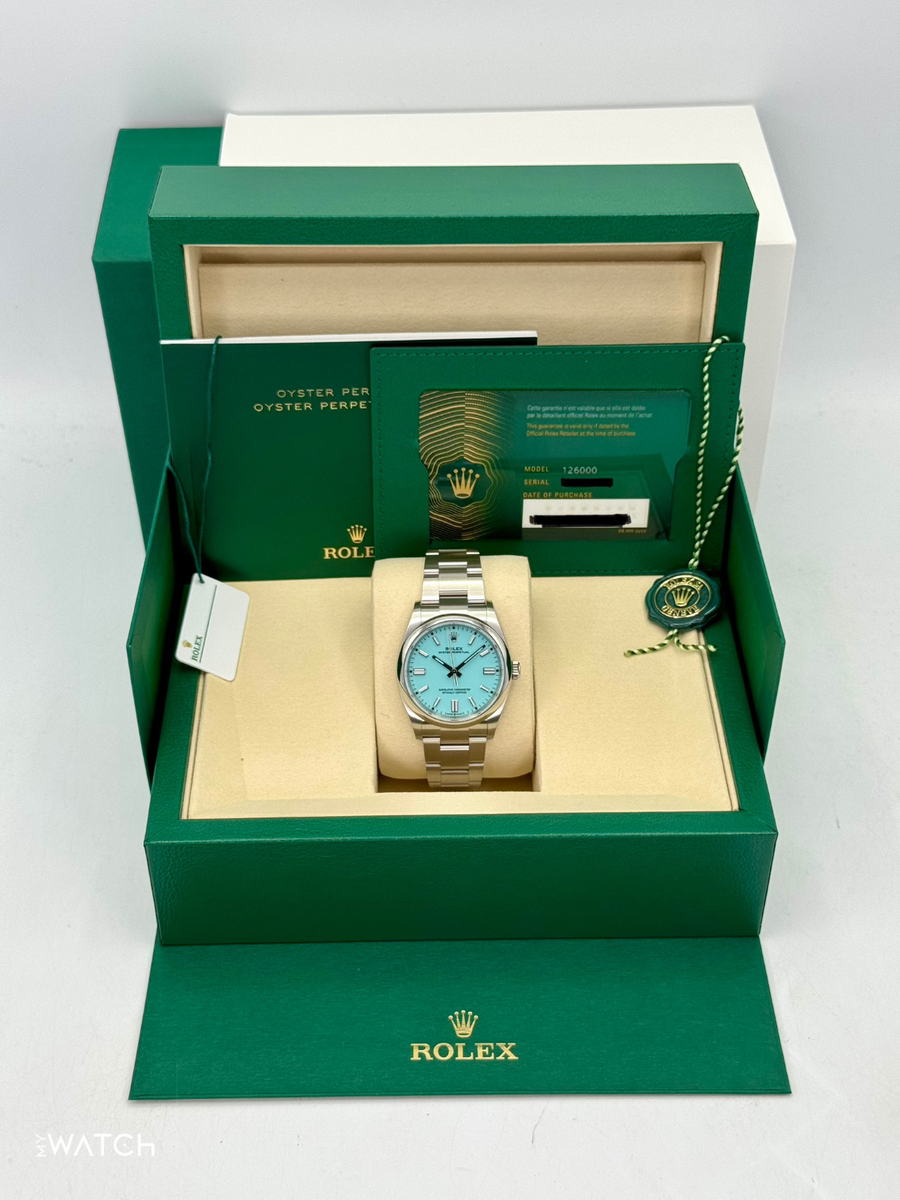 ROLEX OYSTER ボックス NEW 2026 Rolex Oyster Perpetual 36mm 126000 Turquoise Blue Dial | eBay