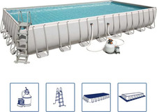 MEGA XXL Bestway Power Stahlrahmen-Aufstellpool 956x488x132cm Set+Pumpe usw …