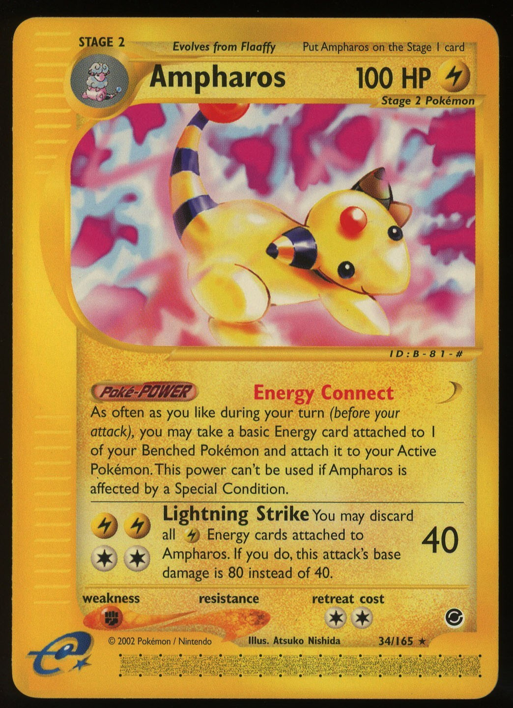 Pokemon 2002 Expedition Base - Ampharos - Rare - 34