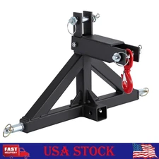 3-Point Trailer Hitch 2" Receiver Hitch Fits Cat 1, Quick Hitch w/Towing Hook