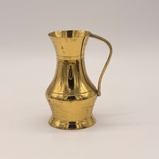 Vintage Brass Pitcher Small Decorative Vase Jug 4.5" Polished Handle