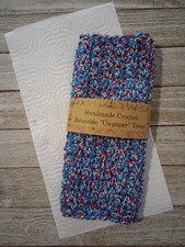 crochet handmade reusable unpaper towel cloth kitchen patriot red blue 1pc