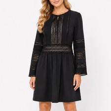 Banana Republic L Black Diora Lace Mini Shift Dress Timeless Quiet Luxury Glam