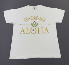 Rare Vintage 90s Maui Hawaii Kauai Aloha White Single Stitch Shirt Medium USA