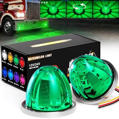 2x LED Watermelon Lights Green Marker Light with Steady/ 360° Rotating /Strobe 