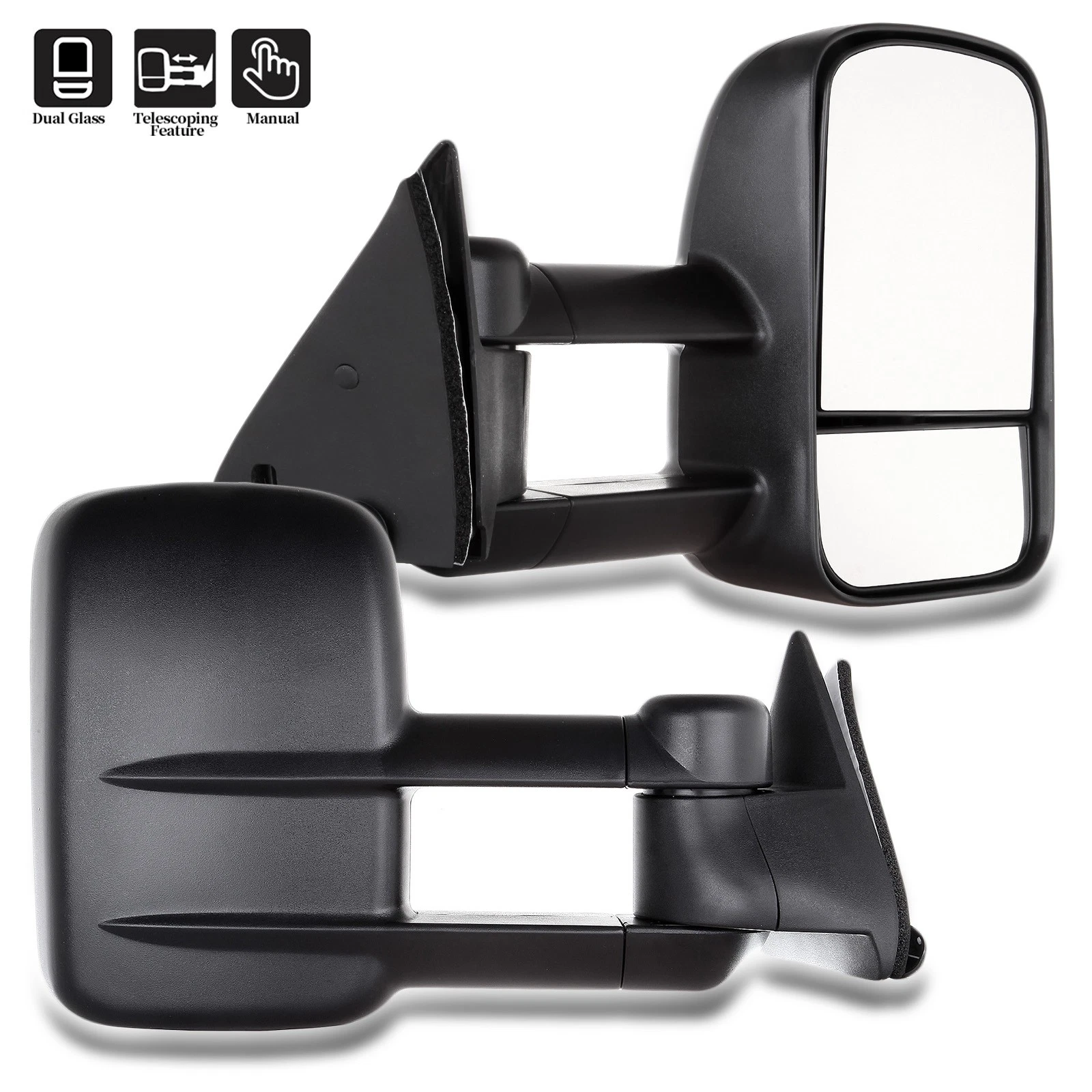 Pair Manual Mirrors for 1988-1998 Chevy GMC C/K 1500 2500 3500 Tow Mirrors