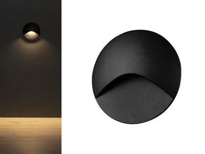 LED Wandeinbauleuchte EXIN IP65 schwarz rund 230V 2,5W warmweiss indoor+outdoor - Bild 1 von 4