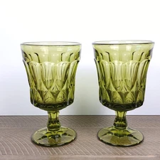 VTG MCM Noritake Perspective 6 3/8" Avocado Ice Tea Glass Goblets Set of 2