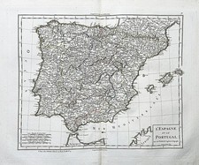 Espana Spain Spanien Portugal mapa map Karte Poirson 1816