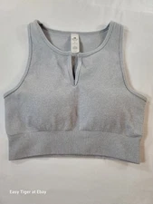 EUC 90 Degree by Reflex Women's S Heather Gray Cropped Seamless TANK V-neck 