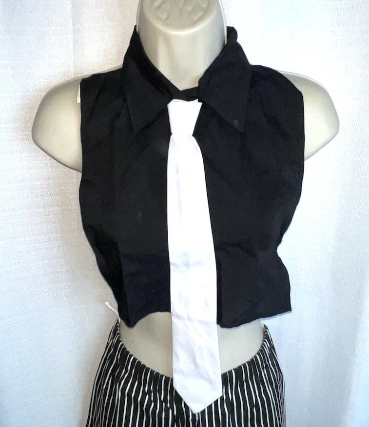 Gangster Boys Pin Stripe Suit Halloween Costume Size M (8/10) Black & White - Image 3 of 4