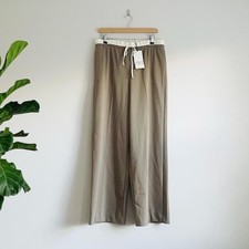 Zara Khaki Wide Leg Trousers With Satin Waistband Size Large BNWT
