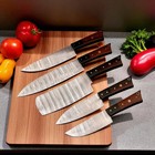 5 Pcs Chef Knife Set 32 Layer Damascus Rosewood Handle Resin Bolster Mosaic Pins