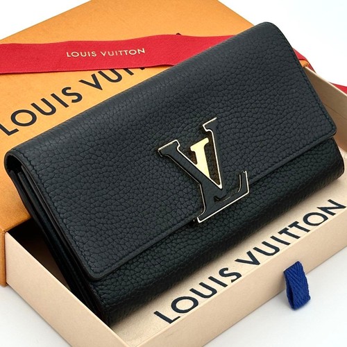Louis Vuitton Portefeuille Capucines Black Long Wallet Pink