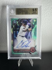 2022 Bowman Chrome Draft Chase Delauter Aqua 1st Auto # CDA-CD /199 BGS 9.5