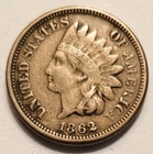 Indian Head cent; circulated 1862 copper nickel