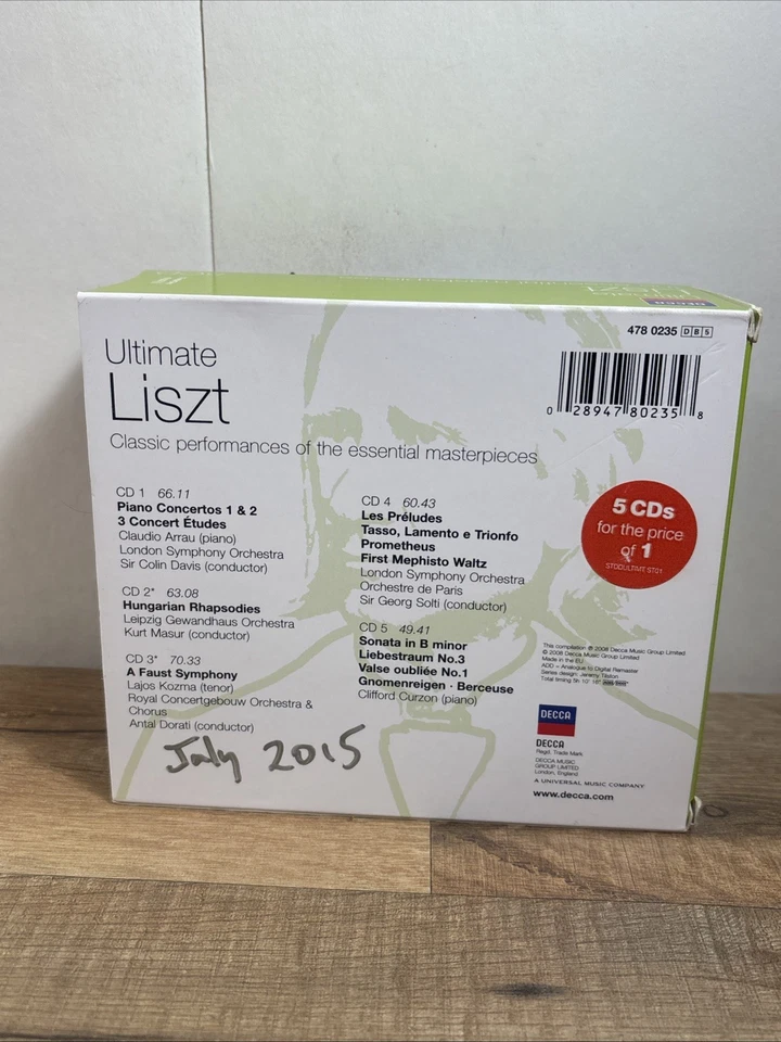 VERY GOOD+ - Liszt: Ultimate Liszt Essential Masterpieces - 5 CD Box Set IMPORT - Image 2 of 2