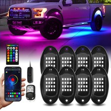 8 Pods RGB LED Rock Lights with APP/RF Remote Control High Brights Waterproof...