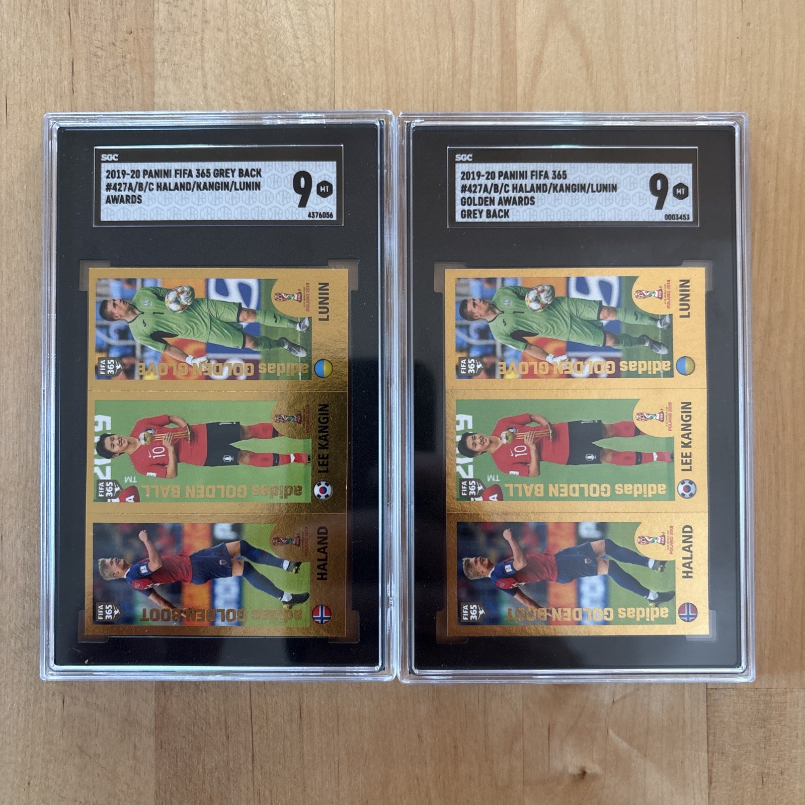 2 2019-20 Panini FIFA 365 Haland Haaland Rookie Golden Awards #427 SGC 9