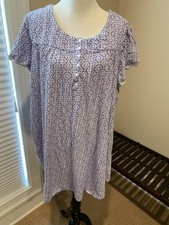 Aria nightgown plus gown 4x 100 cotton knit purple buttons pockets