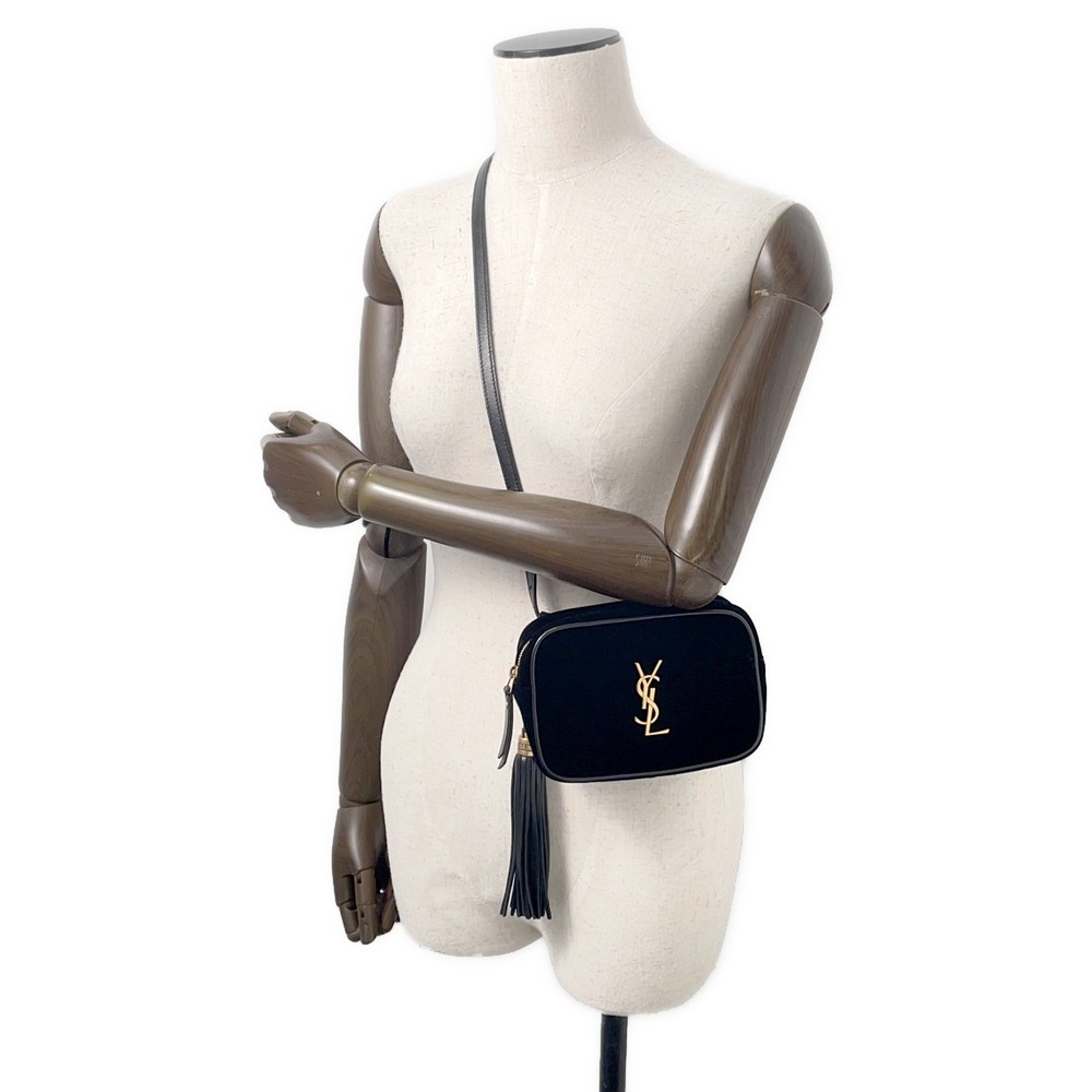 SAINT LAURENT PARIS Lu borsa da cintura per fotocamera velluto nero 534817