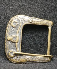 WH11160 GREAT VINTAGE 1970s   LONGHORN COW   WESTERN TONGUE-TYPE BELT BUCKLE