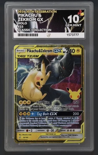 Pokemon TCG Pikachu & Zekrom GX 33/181 ACE 10 Perfect Subgrades