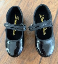 Dance Class Size 7.5 KIDS CHILDREN Black Girls Tap Shoes Mary Jane Metal Taps