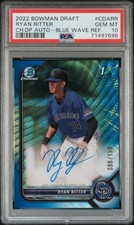 2022 Bowman Chrome Ryan Ritter Blue Wave Refractor Auto RC PSA 10 /150