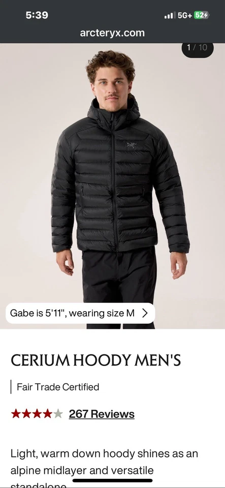 Sudadera con capucha negra Arcteryx Cerium para hombre - XL - nueva sin etiquetas Foto 4 de 4
